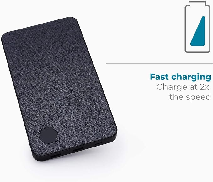 EINOVA लैपटॉप पावर बैंक | अल्ट्रा-फास्ट 20,000mAh स्लिम बैटरी पैक गुलाबी रंग में - USB C + USB A, 63W आउटपुट | एक साथ 3 डिवाइस चार्ज करें- फोन, टैबलेट, लैपटॉप, 3 फीट केबल शामिल (ग्रे)