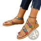 Peacock Embroidery Flat Sandals for Women