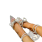 Pearl Bow High Heel Sandals for Women with Rhinestones