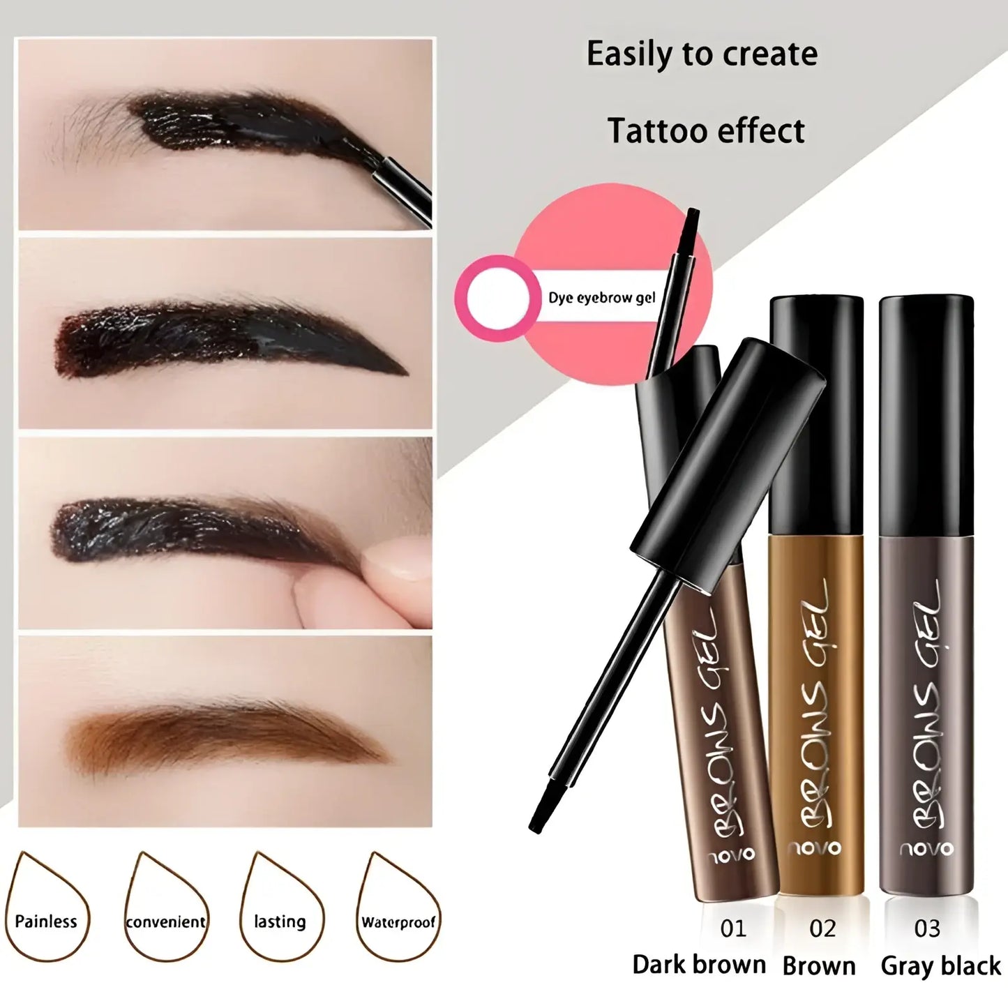 Peel off Eyebrow Tattoo Tint Waterproof Gel Kit