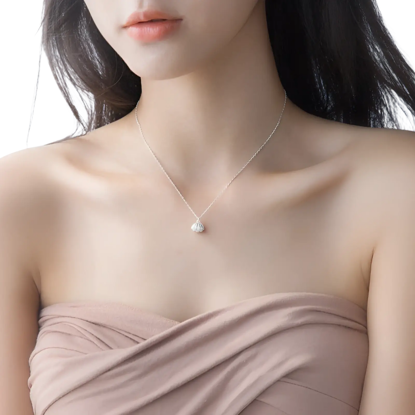 Personalized S925 Silver Shell and Pearl Pendant Necklace