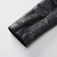 Men's Quilted Black Faux Leather Biker Jacket with Pockets