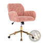 Pink Faux Fur Office Chair with Gold Metal Base