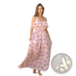 Pink Floral Ruffled Maxi Dress with Gathered Bodice