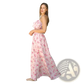 Pink Floral Ruffled Maxi Dress with Gathered Bodice