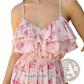 Pink Floral Ruffled Maxi Dress with Gathered Bodice