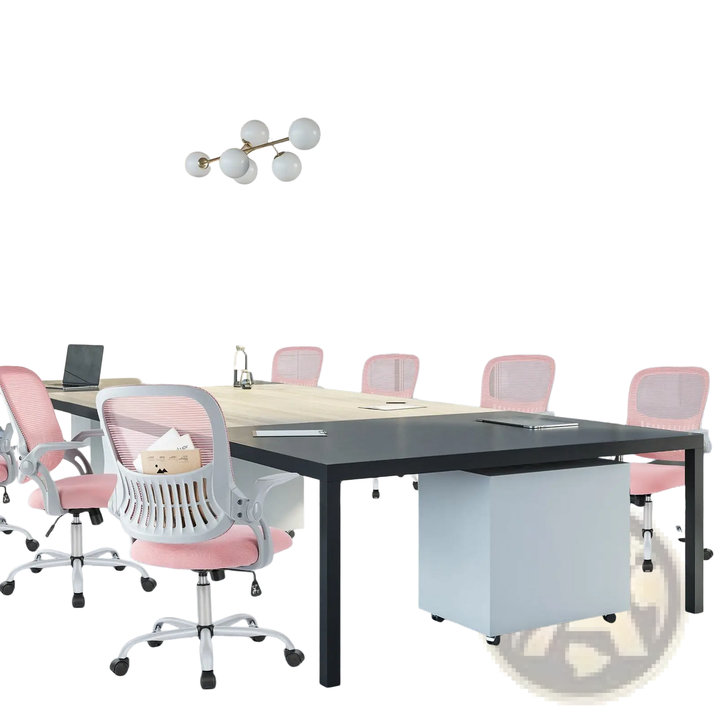 Pink Mesh Drafting Chair with Adjustable Foot Ring
