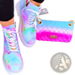 Pink Tie Dye Combat Boots with Chunky White Sole