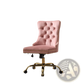 Pink Velvet Tufted Office Chair with Gold Base