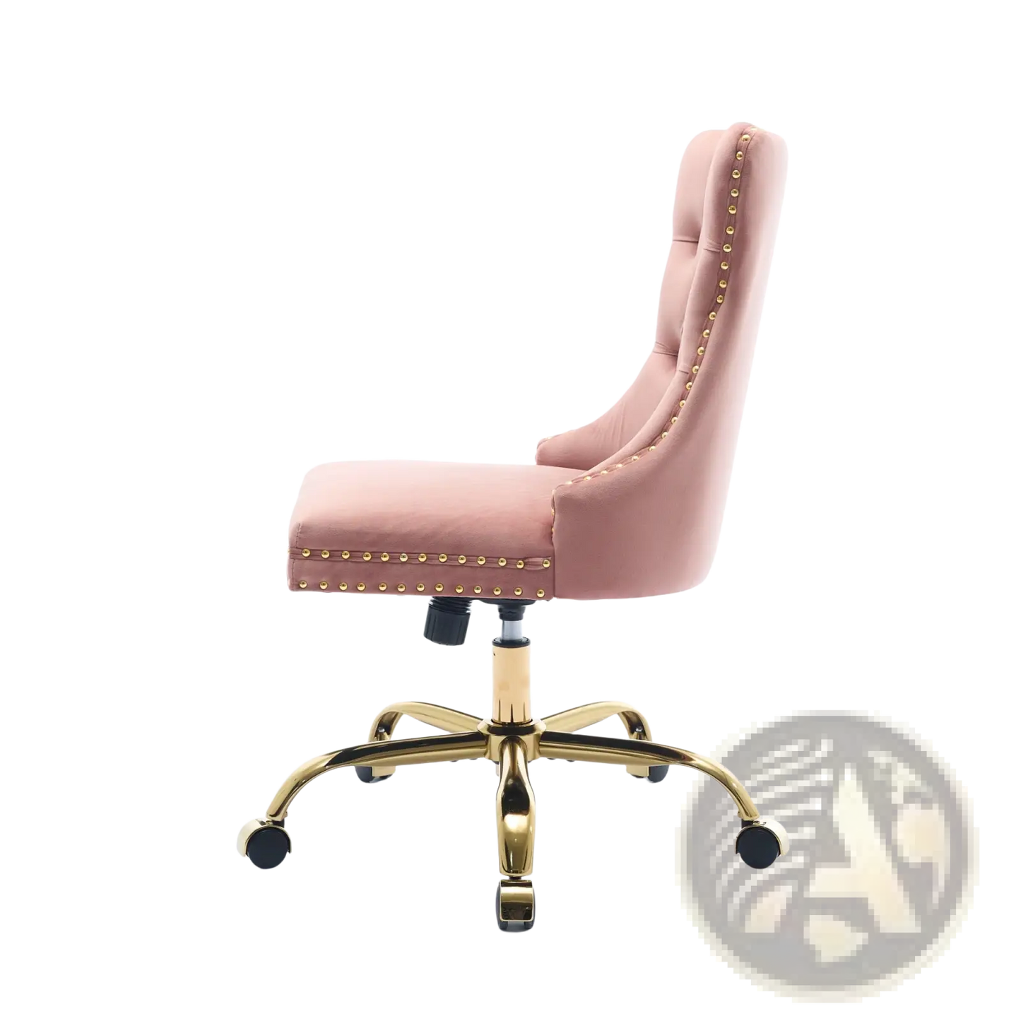 Pink Velvet Tufted Office Chair with Gold Base