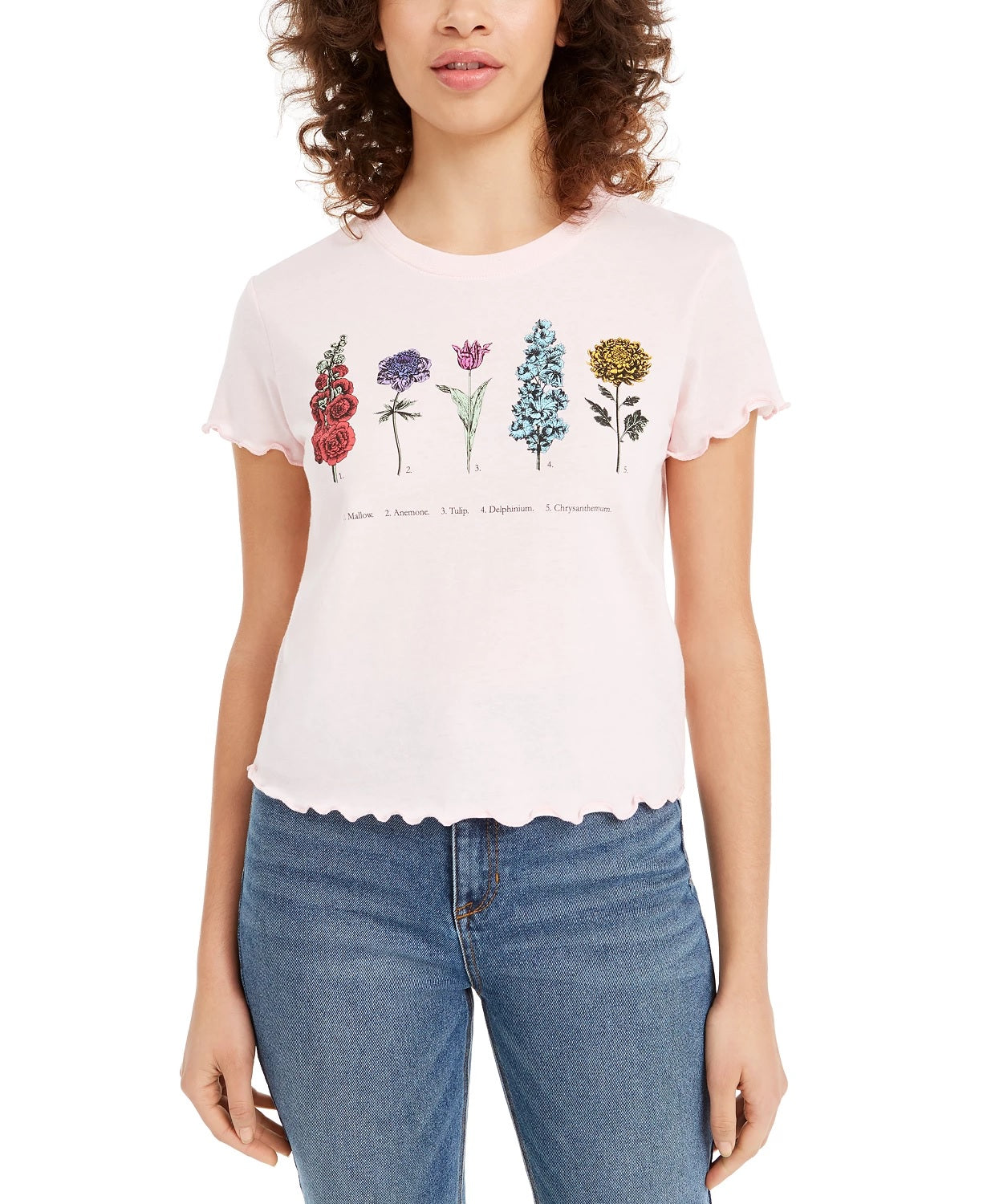 Love Tribe Juniors' Botanical Graphic T-Shirt Pink Size Medium