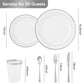 Plastic Tableware Set with Gold Rim Plates for 50 Guests