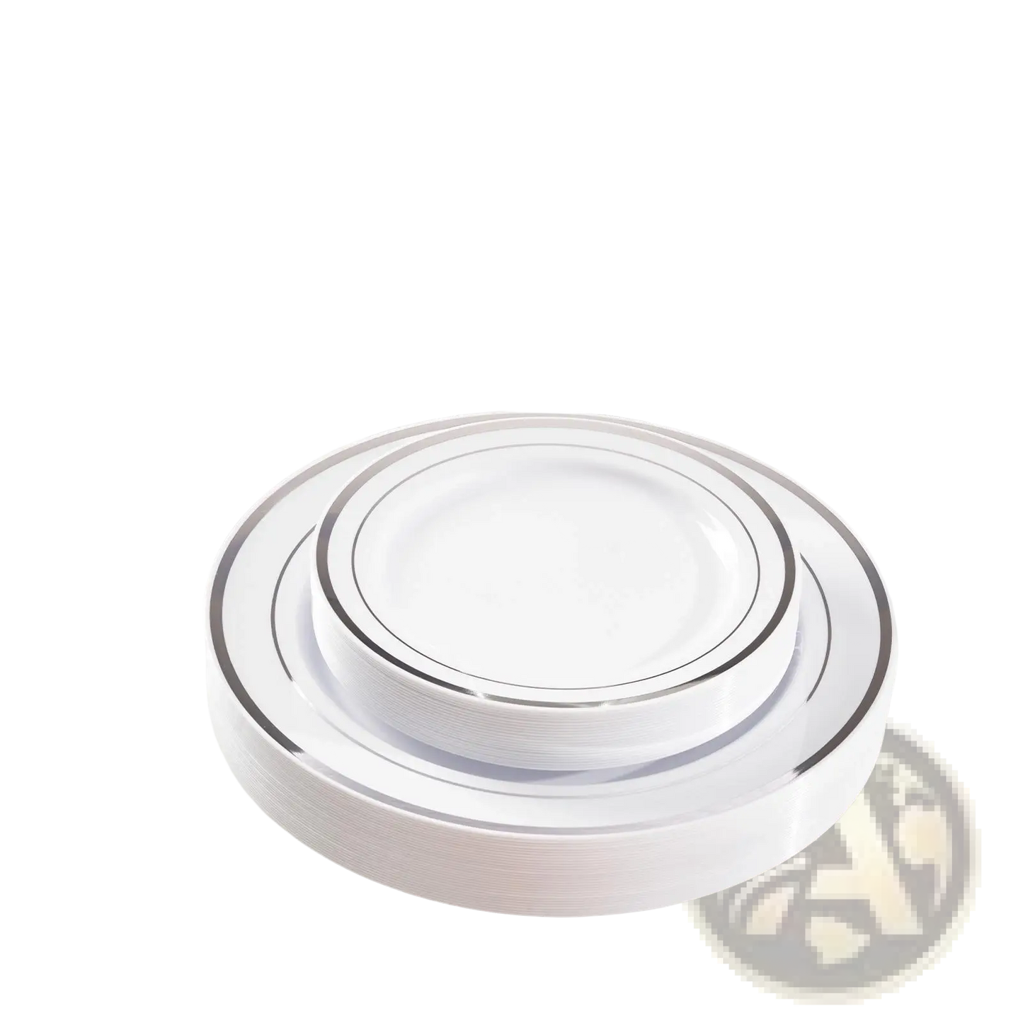 Plastic Tableware Set with Gold Rim Plates for 50 Guests