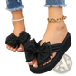 Platform Flip Flops with Large Sheer Bow Accent