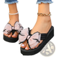 Platform Flip Flops with Large Sheer Bow Accent