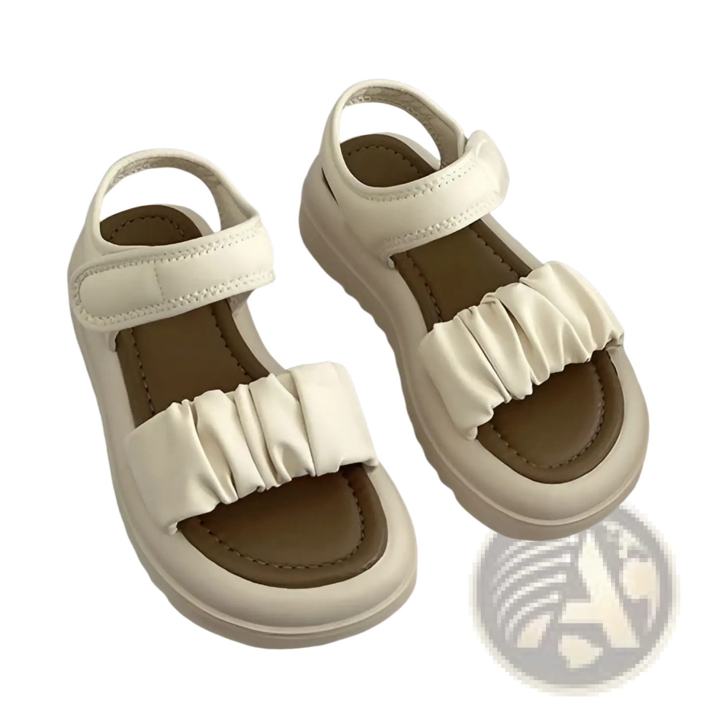 Platform Sandals for Women with Ruched Straps and Thick Soles