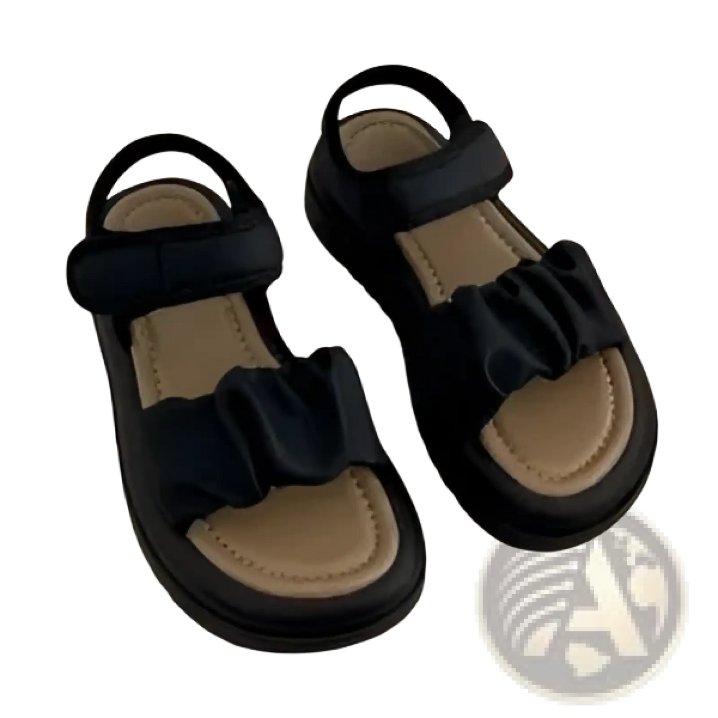 Platform Sandals for Women with Ruched Straps and Thick Soles