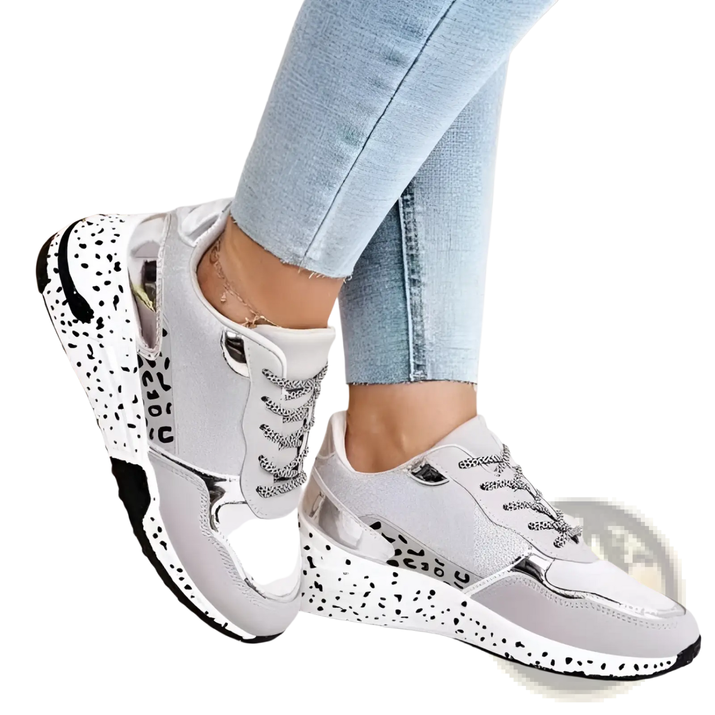 Platform Sneakers Mesh Wedge Lace Up Casual Shoes