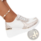 Platform Sneakers Mesh Wedge Lace Up Casual Shoes