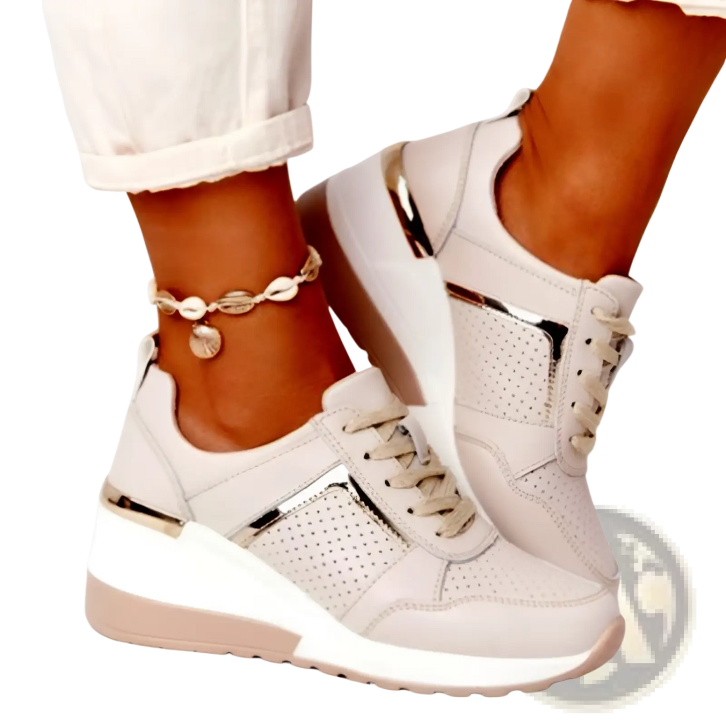 Platform Sneakers Mesh Wedge Lace Up Casual Shoes