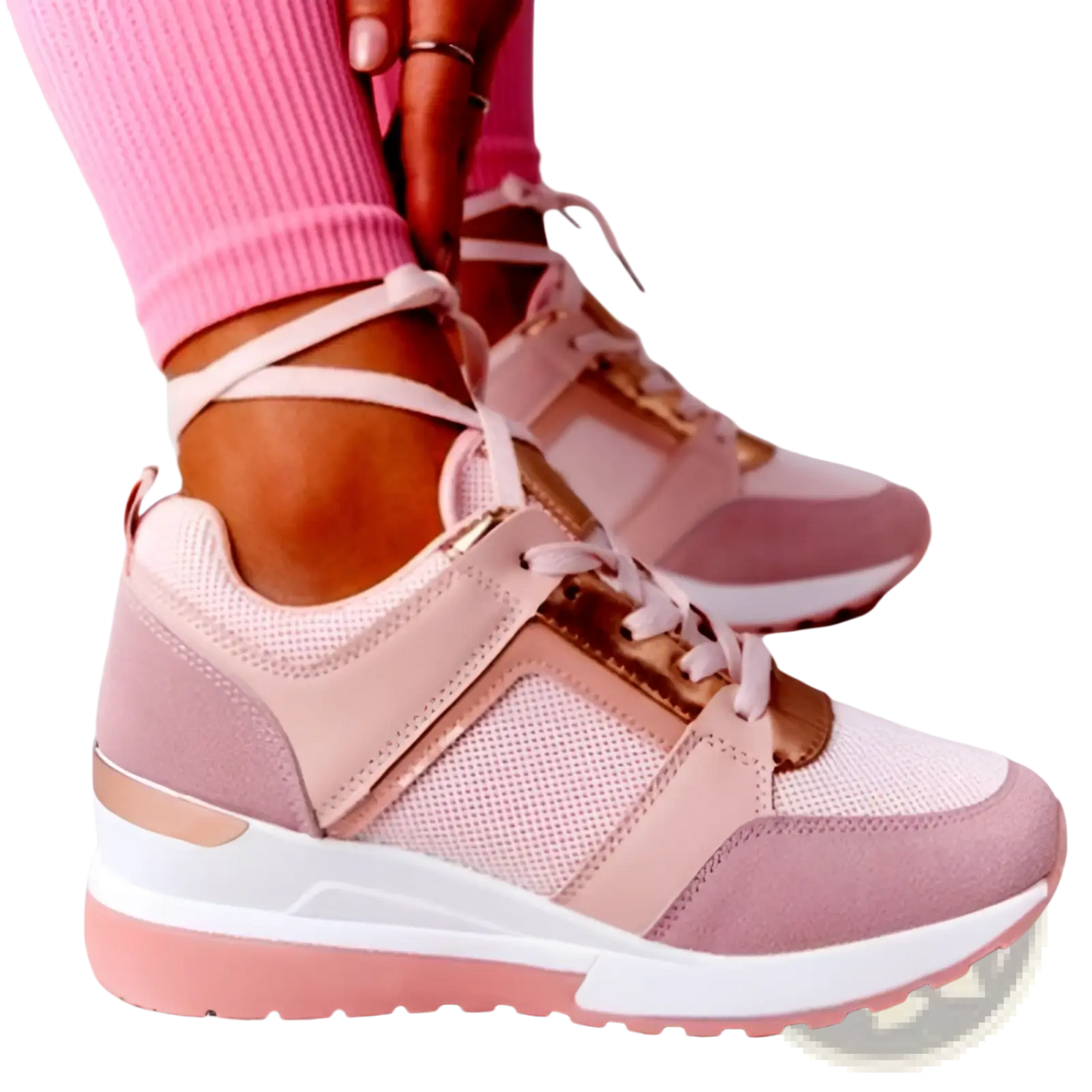 Platform Sneakers Mesh Wedge Lace Up Casual Shoes
