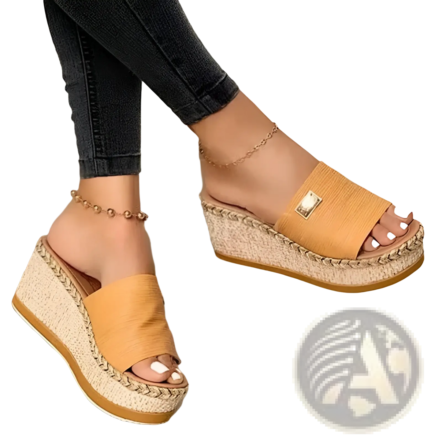 Platform Wedge Espadrille Sandals with Buckle Detail
