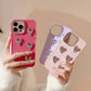 Pleated Metallic Heart Charm Phone Case