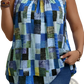 Plus Size Geometric Print Pleated Sleeveless Tank Top