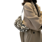 Plush Animal Print Baguette Bag with Silver Chain Strap