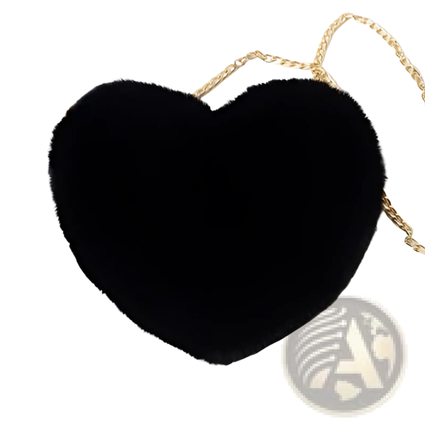 Plush Faux Fur Heart Shaped Crossbody Bag with Gold Chain