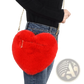 Plush Faux Fur Heart Shaped Crossbody Bag with Gold Chain