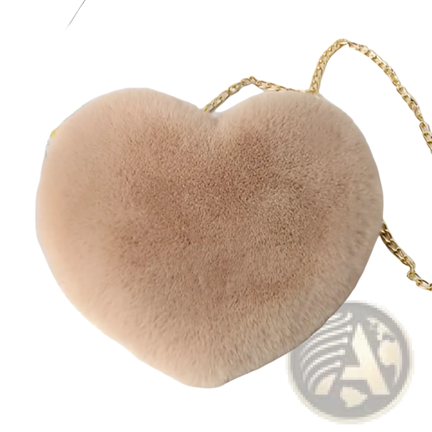 Plush Faux Fur Heart Shaped Crossbody Bag with Gold Chain