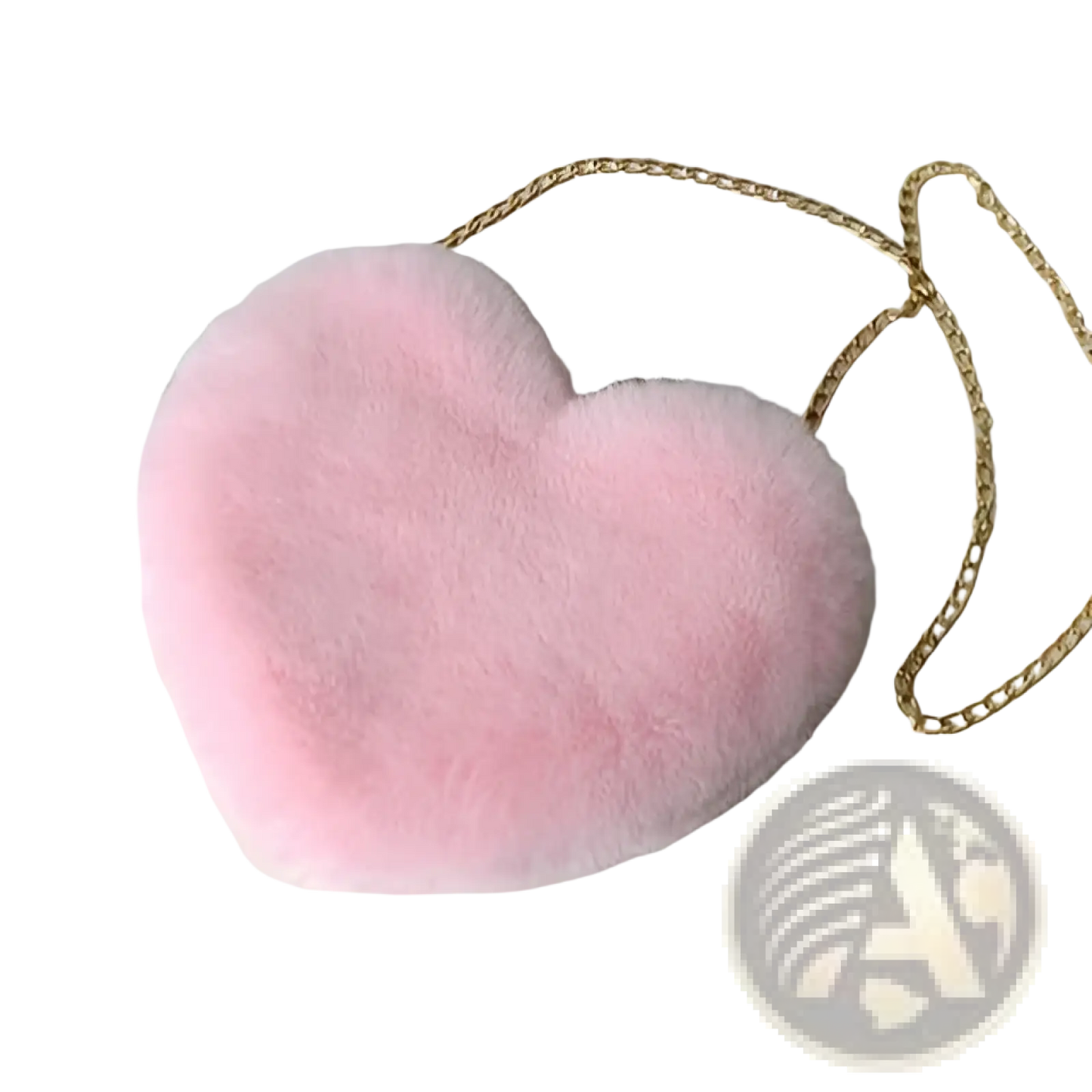 Plush Faux Fur Heart Shaped Crossbody Bag with Gold Chain