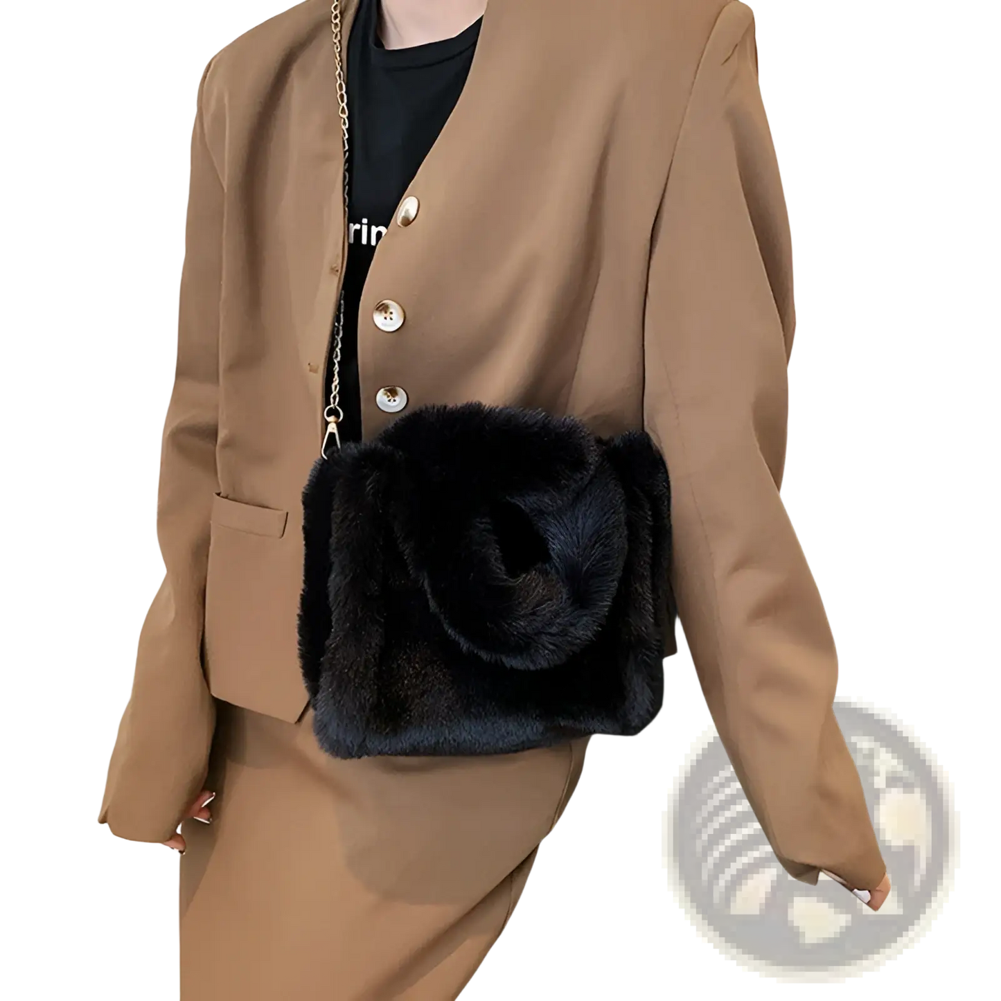 Plush Faux Fur Tote Bag with Chain Strap Shoulder Bag