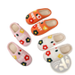 Plush Floral Cotton Slippers with Soft Tpr Sole