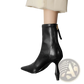 Pointed Toe Cowhide Stiletto Ankle Boots with Zipper