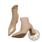 Pointed Toe Patent Leather Block Heel Ankle Boots
