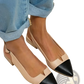 Pointed Toe Slingback Flats Two Tone Leather Shoes