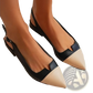 Pointed Toe Slingback Flats Two Tone Leather Shoes