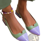 Pointed Toe Slingback Flats Two Tone Leather Shoes
