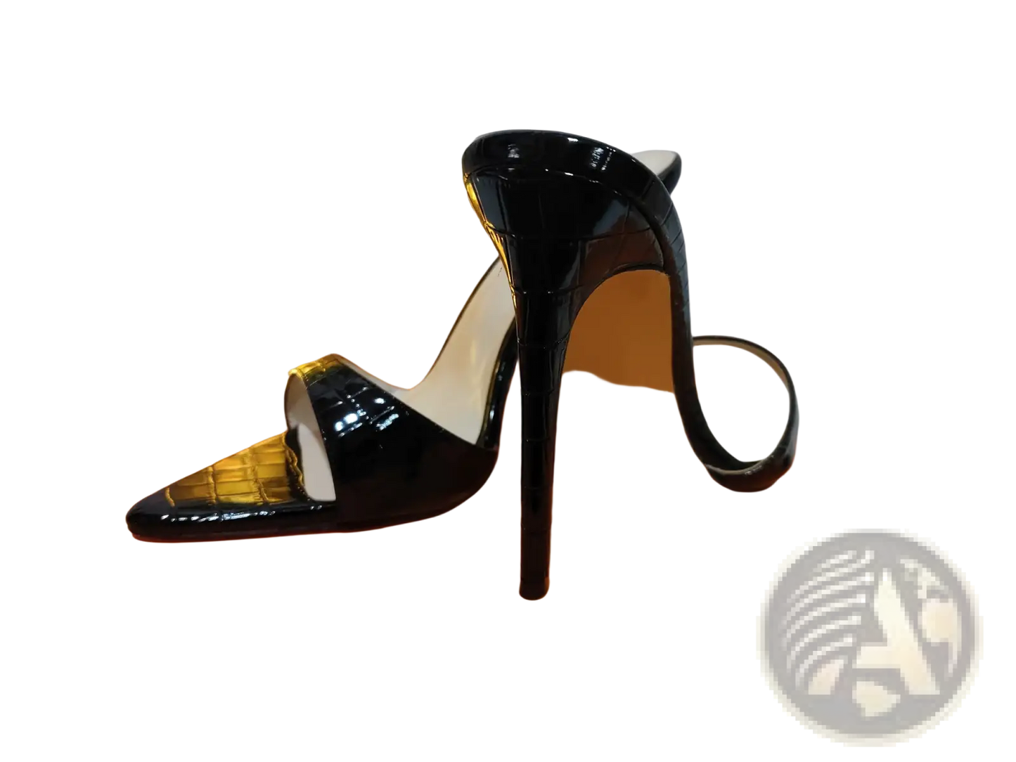 Pointed Toe Stiletto Sandals Crocodile Pattern Mules