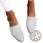 Pointed Toe Woven Buckle Flat Mule Sandals