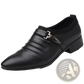 Pointed White Leather Formal Shoes with Silver Buckle