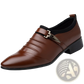 Pointed White Leather Formal Shoes with Silver Buckle