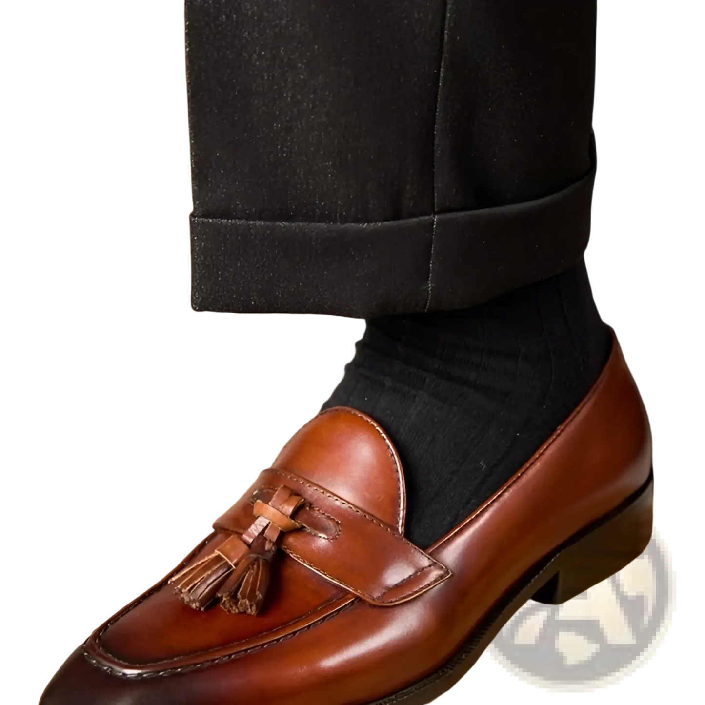 Polished Genuine Leather Tassel Loafers