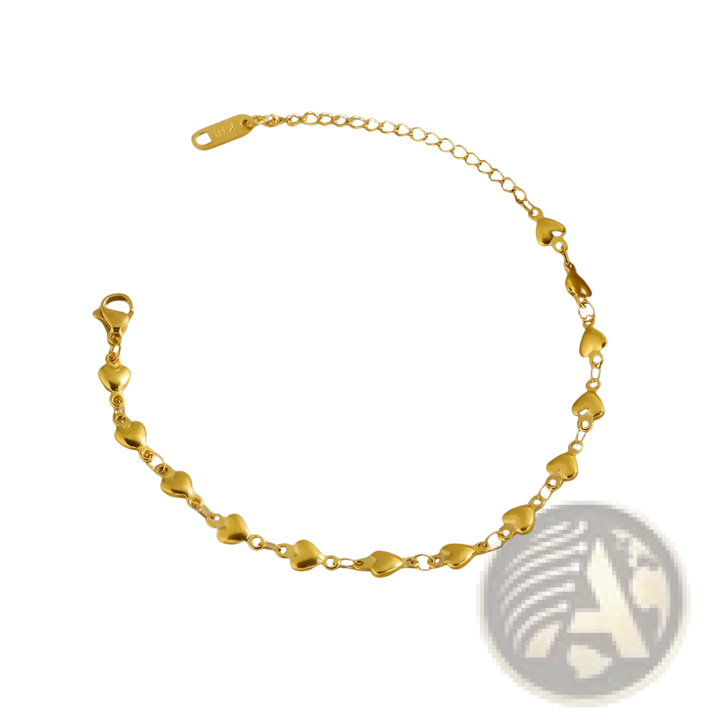 Polished Gold Heart Link Bracelet in Titanium Steel