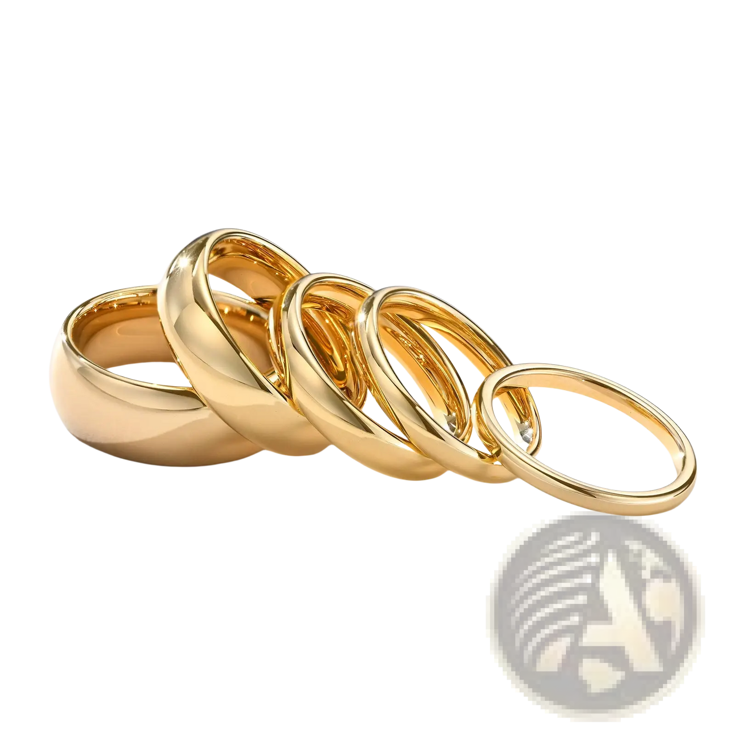 Polished Gold Tungsten Steel Couple Wedding Bands