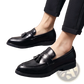 Polished Leather Tassel Loafers for Men