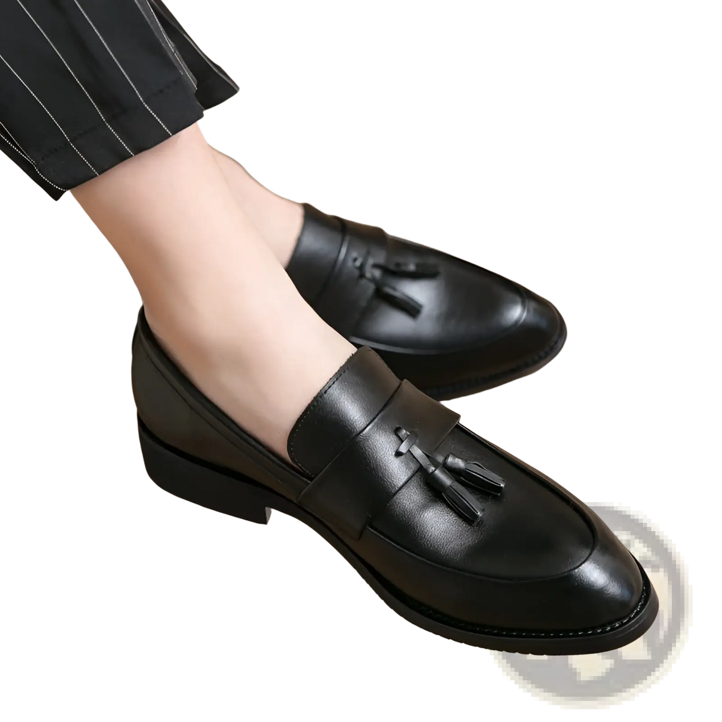 Polished Leather Tassel Loafers for Men