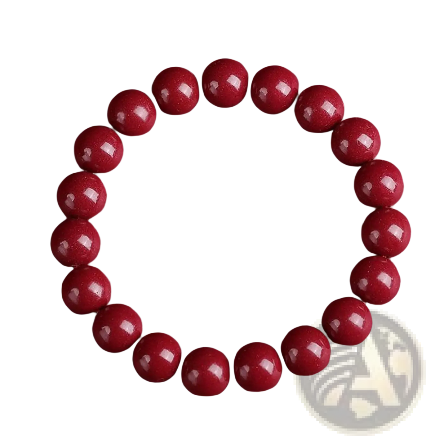 Polished Red Cinnabar Spherical Bead Bracelet